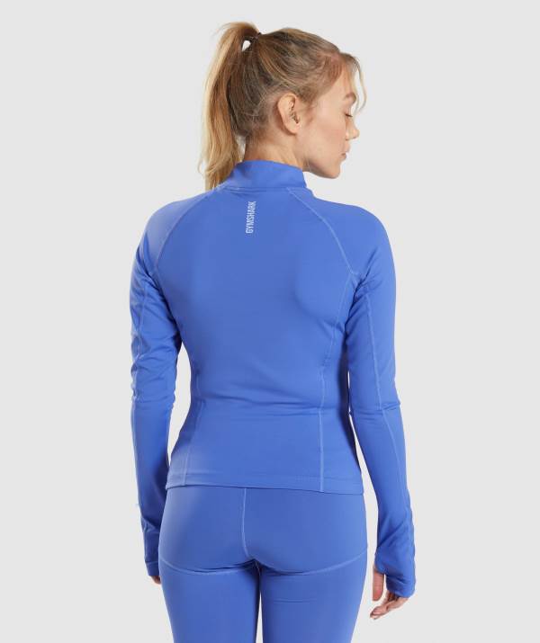 Damske Pulovre Gymshark Pulse 1/4 Zip Modre | WR7958024